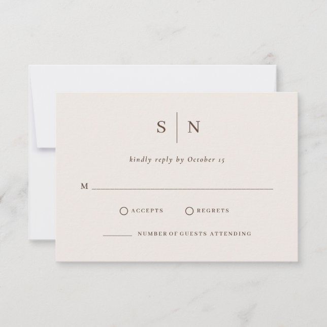 Cartons Réponse Minimal and Chic Creamy White and Brown Wedding (Devant)