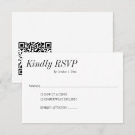Cartons Réponse Minimal Elegant Black White Classic Wedding QR