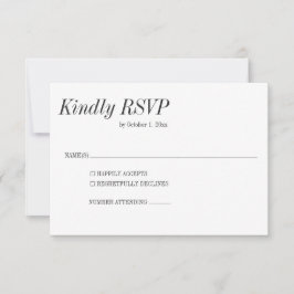 Cartons Réponse Minimal Elegant Black White Serif Classic Wedding