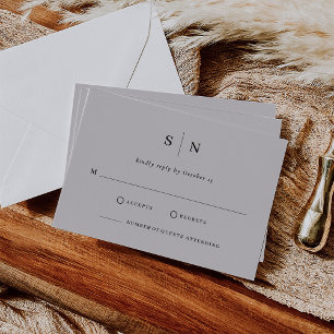 Cartons Réponse Minimal et chic Gris doux et Mariage noir