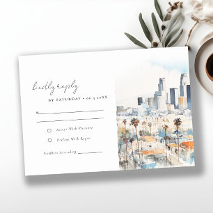 Cartons Réponse Minimal Los Angeles California Watercolor Mariage