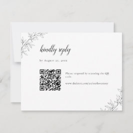 Cartons Réponse Minimalist Botanical Wedding Elegant QR Code