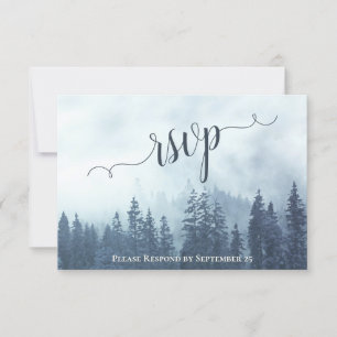 Cartons Réponse Misty Pines Rustic Blue Forest Mariage extérieur