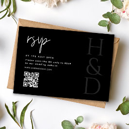 Cartons Réponse Modern Black and White Monogram Minimalist Wedding