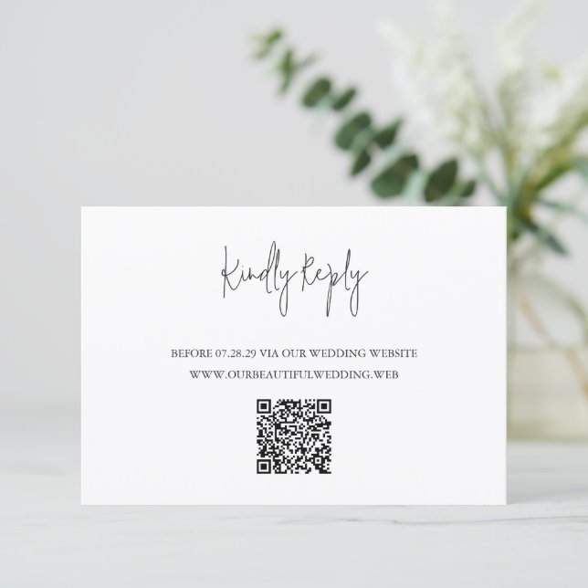 Cartons Réponse Modern Black and White QR Code Chic Wedding (Debout devant)