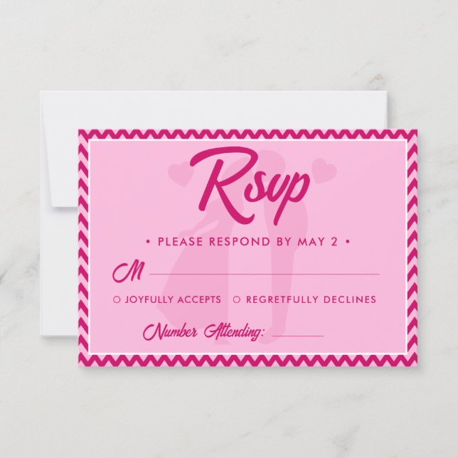 Cartons Réponse Modern Blush Pink Chevron Stripe QR Code Wedding (Devant)