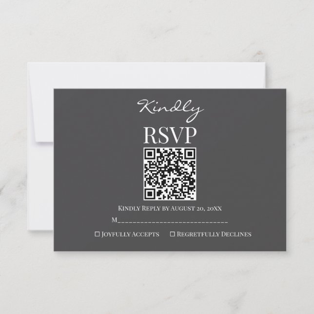 Cartons Réponse Modern Charcoal Gray and White Wedding (Devant)