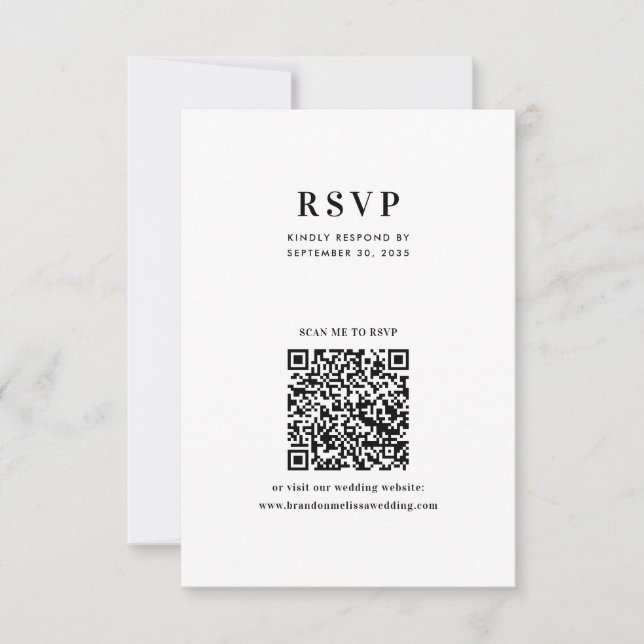 Cartons Réponse Modern Minimalist Typography QR Code Wedding (Devant)