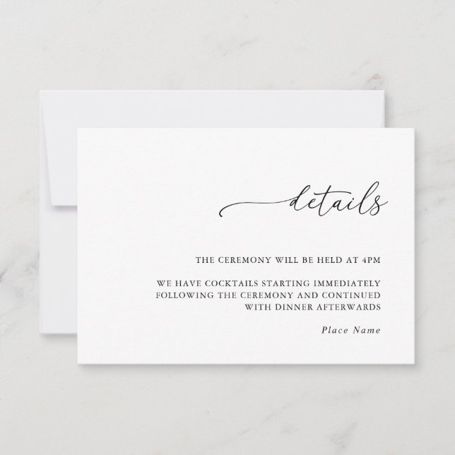 Cartons Réponse Modern Minimalist Wedding Details Enclosure Card (Devant)