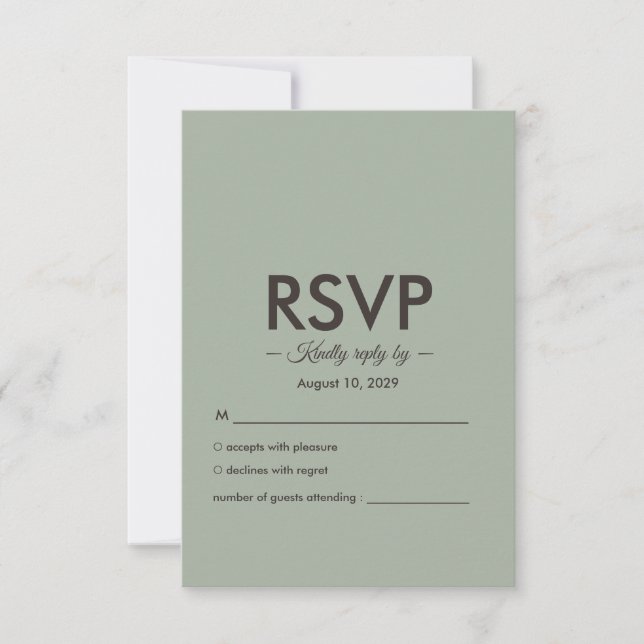 Cartons Réponse Modern Minimalist Wedding | Sage Green Timeless  (Devant)