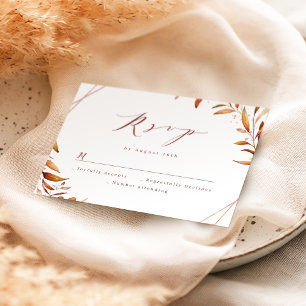 Cartons Réponse Moderne Automne vert Mariage géométrique Rustique