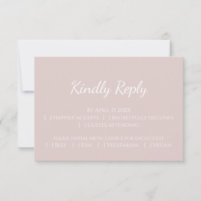 Cartons Réponse Moderne Blush rose simple mariage contemporain (Devant)