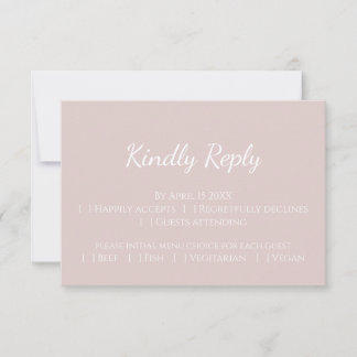 Cartons Réponse Moderne Blush rose simple mariage contemporain
