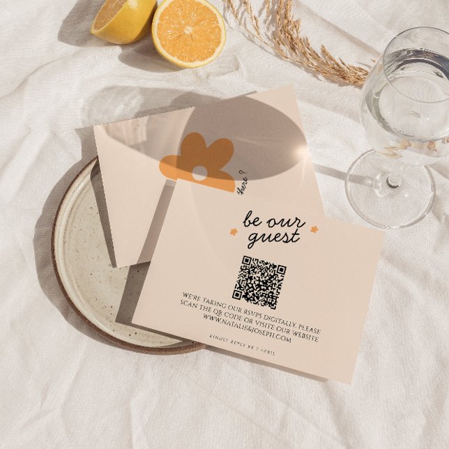 Cartons Réponse Moderne coloré rétro Funky unique QR Code Mariage (Créateur téléchargé)