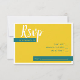 Cartons Réponse Moderne Contemporain vert & jaune mariage minimal