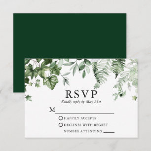 Cartons Réponse Moderne Elégant Botanique Ivy Sage Mariage de verd