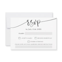 Moderne gris blanc gras script élégant mariage rsv