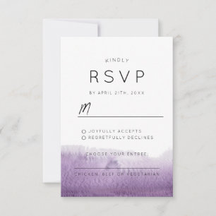 Cartons Réponse Moderne Mariage Abstrait Violet Aquarelle Élégant