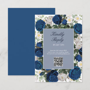 Cartons Réponse Moderne mariage élégant aquarelle florale bleue 
