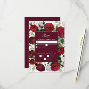 Cartons Réponse Moderne mariage floral Bourgogne élégant à l'aquar