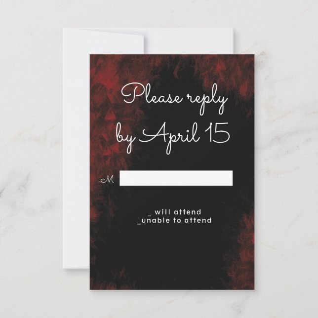 Cartons Réponse Moderne Passionate Rouge 'n Noir Design Mariage RS (Dos)