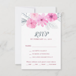 Cartons Réponse Moderne rose gris aquarelle fleurs printemps maria