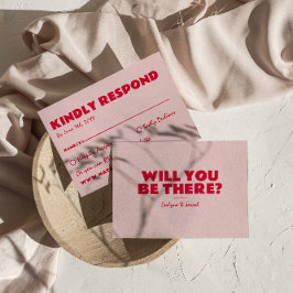 Cartons Réponse Moderne rose & rouge rétro amusant Gras Mariage un