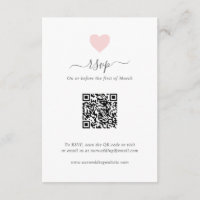 Moderne simple mignon Coeur rose QR Code Mariage