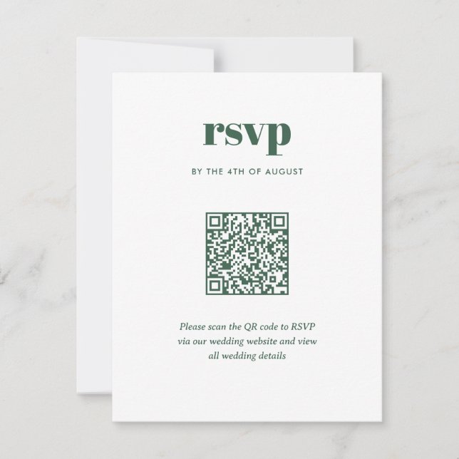 Cartons Réponse Moderne vert tendance Mix Match Mariage QR Code (Devant)