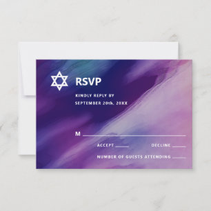 Cartons Réponse Moderne violet bleu étoile David Bar Mitzvah hébre