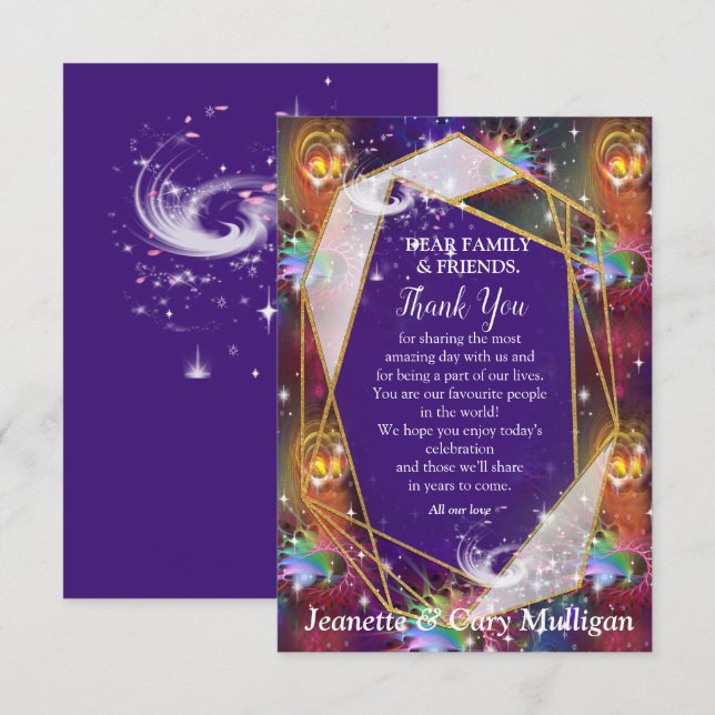 Cartons Réponse Mon Merci de design de Disco Funky Glamour (Devant / Derrière)