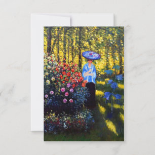 Cartons Réponse Monet Woman avec un parasol dans le jardin