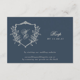 Cartons Réponse Monogram Crest Classic QR CODE Site Mariage