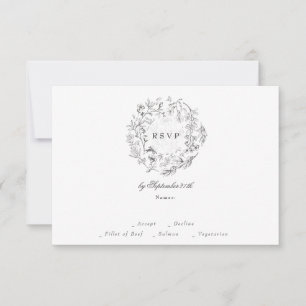 Cartons Réponse Monogramme Classique Botanique Florales Mariage