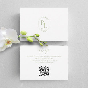 Cartons Réponse Monogramme de fleurs vert et blanc de menthe QR Ma