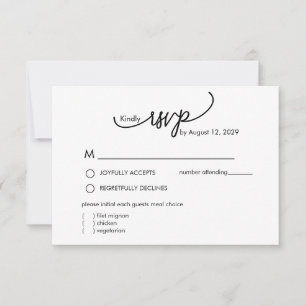 Cartons Réponse Monogramme de nom moderne avec écriture à feuille