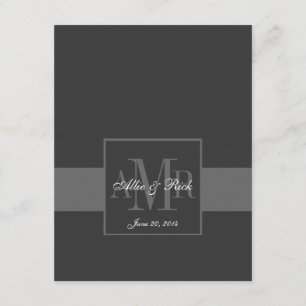 Cartons Réponse Monogramme élégant de gris de charbon de bois