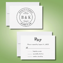 Cartons Réponse Monogramme floral botanique Mariage Nom du couple
