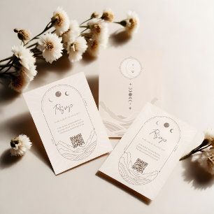 Cartons Réponse Monogramme holistique Star Lune céleste Code QR RS