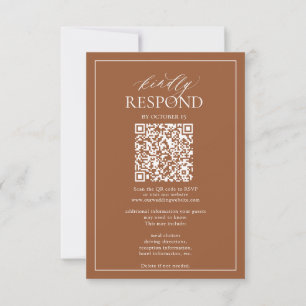 Cartons Réponse Monogramme Mariage en terre cuite moderne QR Code 