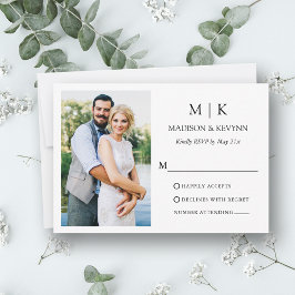 Cartons Réponse Monogramme minimaliste moderne Mariage photo