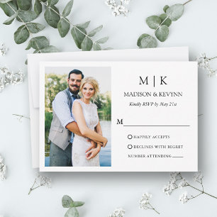 Cartons Réponse Monogramme minimaliste moderne Mariage photo