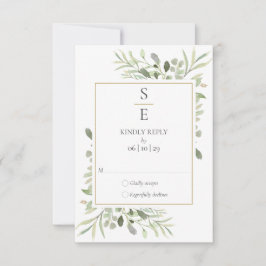Cartons Réponse Monogramme moderne Initiales Mariage de verdure