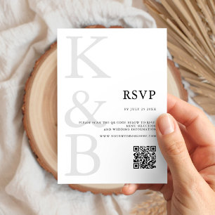 Cartons Réponse Monogramme noir et blanc moderne Mariage minimalis