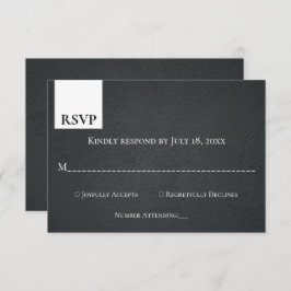 Cartons Réponse Monogramme noir et blanc rustique Mariage moderne