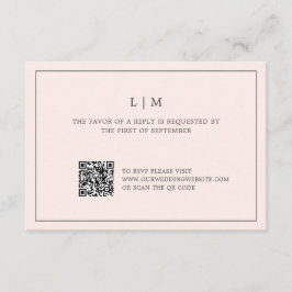 Cartons Réponse Monogramme rose vierge simple Code QR Mariage élég