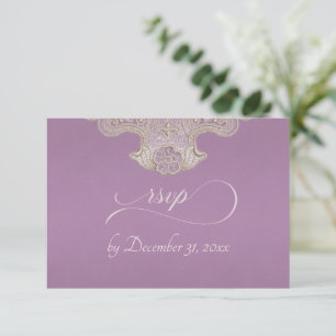 Cartons Réponse Monogramme, Ruban & Dentelle - Lavande