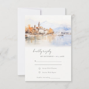 Cartons Réponse Montreux Suisse Paysage Aquarelle Mariage