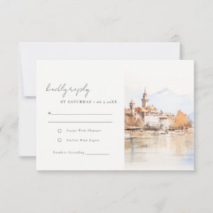 Cartons Réponse Montreux Suisse Paysage Aquarelle Mariage