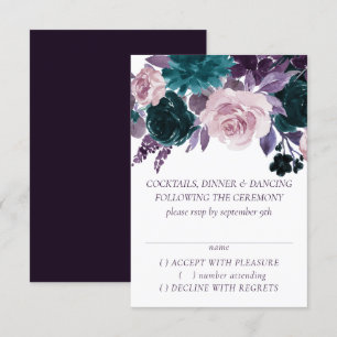 Cartons Réponse Moody Boho   Eggplant Purple Mariage floral foncé